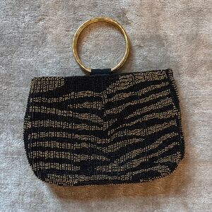 Black and Gold Beaded Handbag